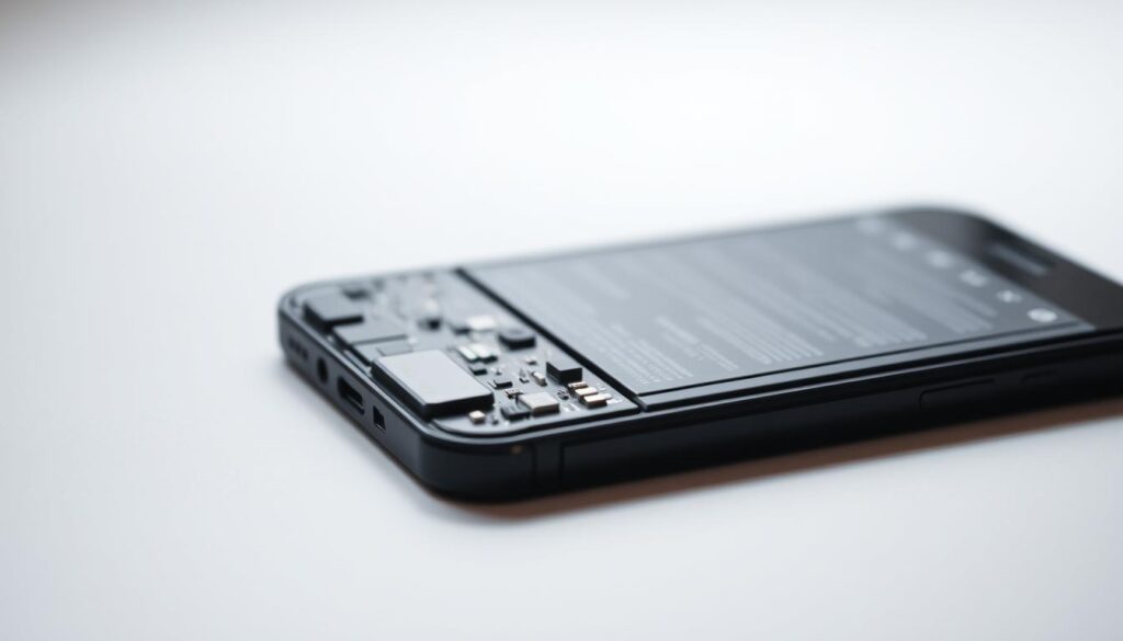 A closeup photograph of a smartphone battery, meticulously detailed with intricate circuitry and components. The battery is positioned on a clean, white background, illuminated by soft, diffused lighting that casts subtle shadows, highlighting its technical complexity. The lens captures the battery at a slight angle, emphasizing its sleek, modern design. The overall mood is one of precision, technological sophistication, and the importance of maintaining the health of this vital power source for our devices. A closeup photograph of a smartphone battery, meticulously detailed with intricate circuitry and components. The battery is positioned on a clean, white background, illuminated by soft, diffused lighting that casts subtle shadows, highlighting its technical complexity. The lens captures the battery at a slight angle, emphasizing its sleek, modern design. The overall mood is one of precision, technological sophistication, and the importance of maintaining the health of this vital power source for our devices.