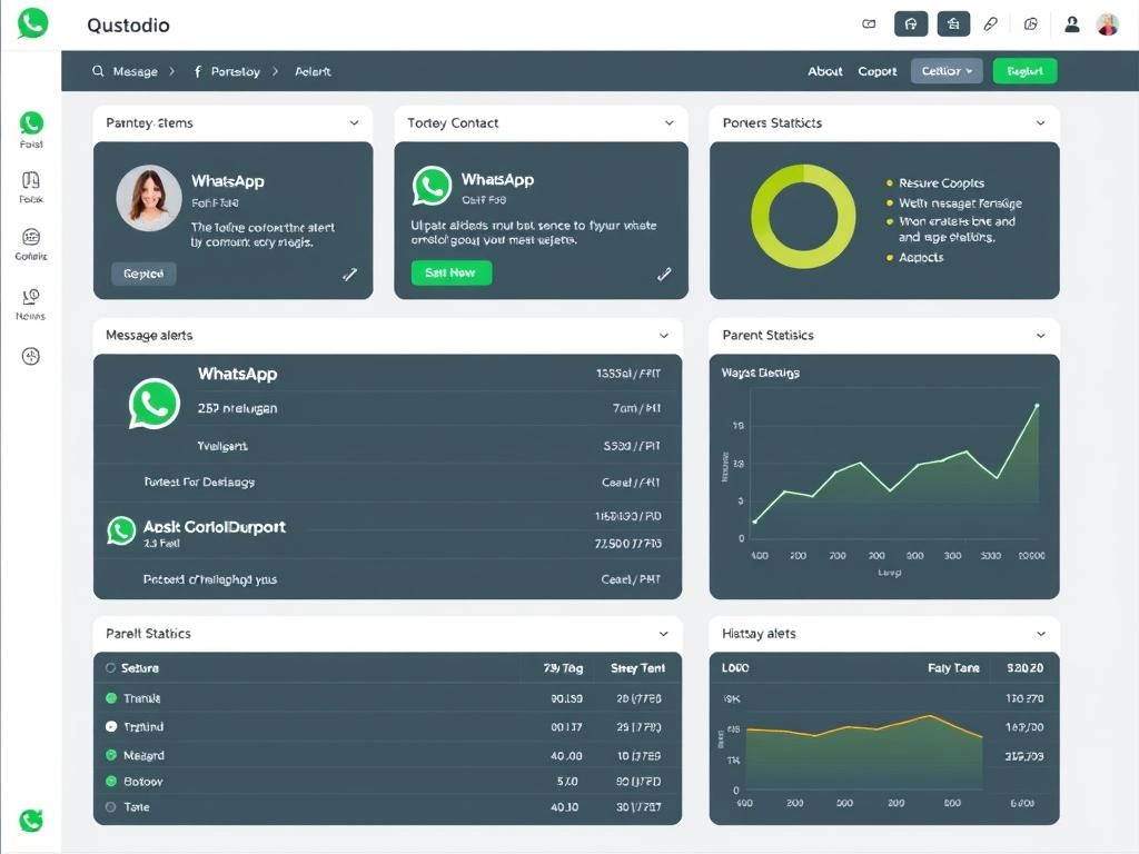 Dashboard de Qustodio mostrando control parental para WhatsApp