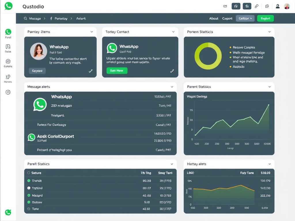 Dashboard de Qustodio mostrando control parental para WhatsApp