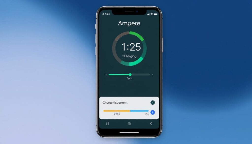 Generar imagen de la aplicación Ampere mostrando la corriente de carga y descarga. Generar imagen de la aplicación Ampere mostrando la corriente de carga y descarga.