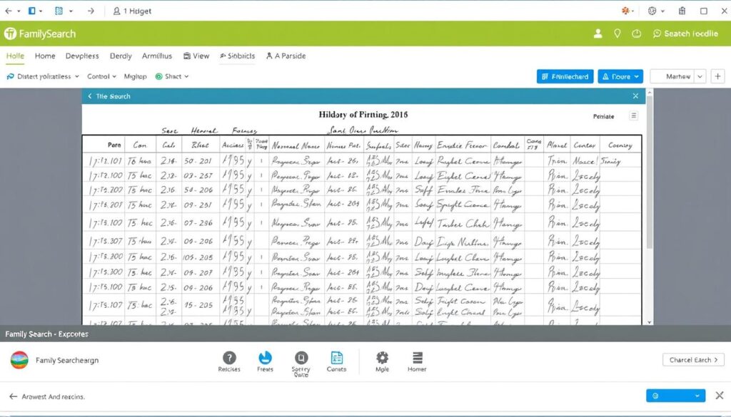 Imagem do aplicativo FamilySearch mostrando um registro histórico