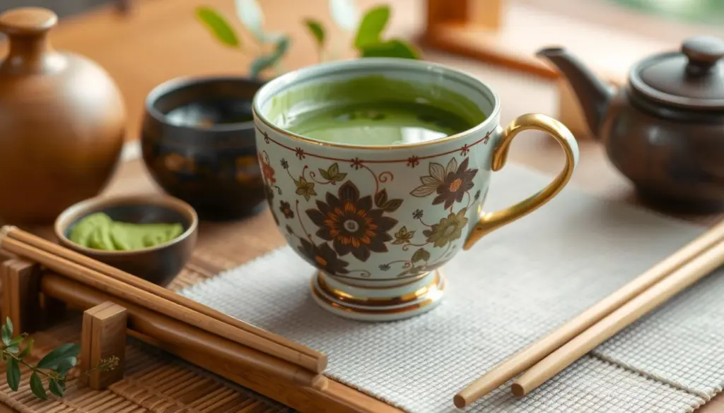 Imagem de um matcha xicara cerimonial Imagem de um matcha xicara cerimonial