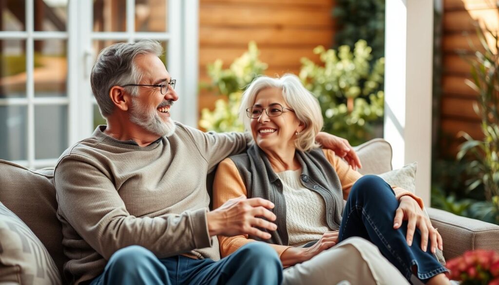 Pareja disfrutando de un momento de conexión después de que él incorporó té natural revitalizante a su rutina Pareja disfrutando de un momento de conexión después de que él incorporó té natural revitalizante a su rutina