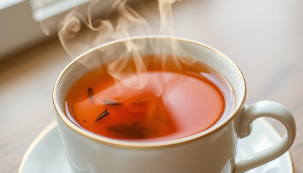 Té natural para revitalizar cuerpo y relación servido en una taza de cerámica Té natural para revitalizar cuerpo y relación servido en una taza de cerámica